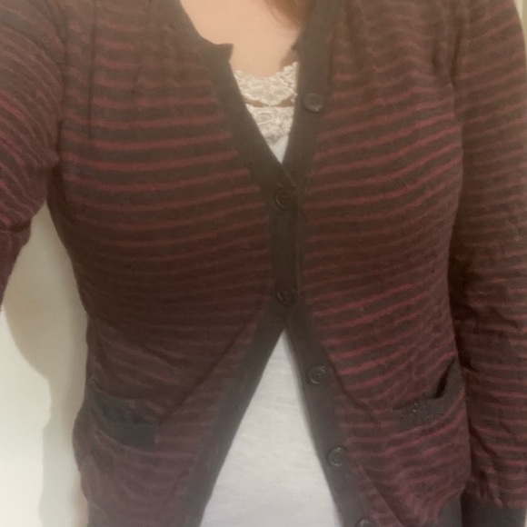 Vera wang large button up striped sweater - Picture 11 of 12